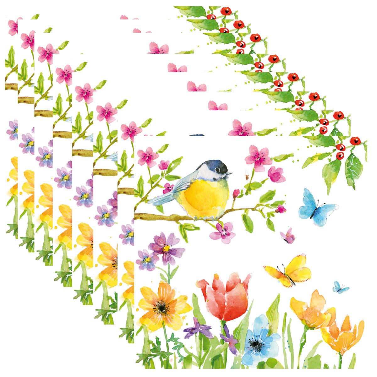 Guardanapo para Decoupage Ambiente 33x33cm com 20 Unidades - Pássaro Primavera