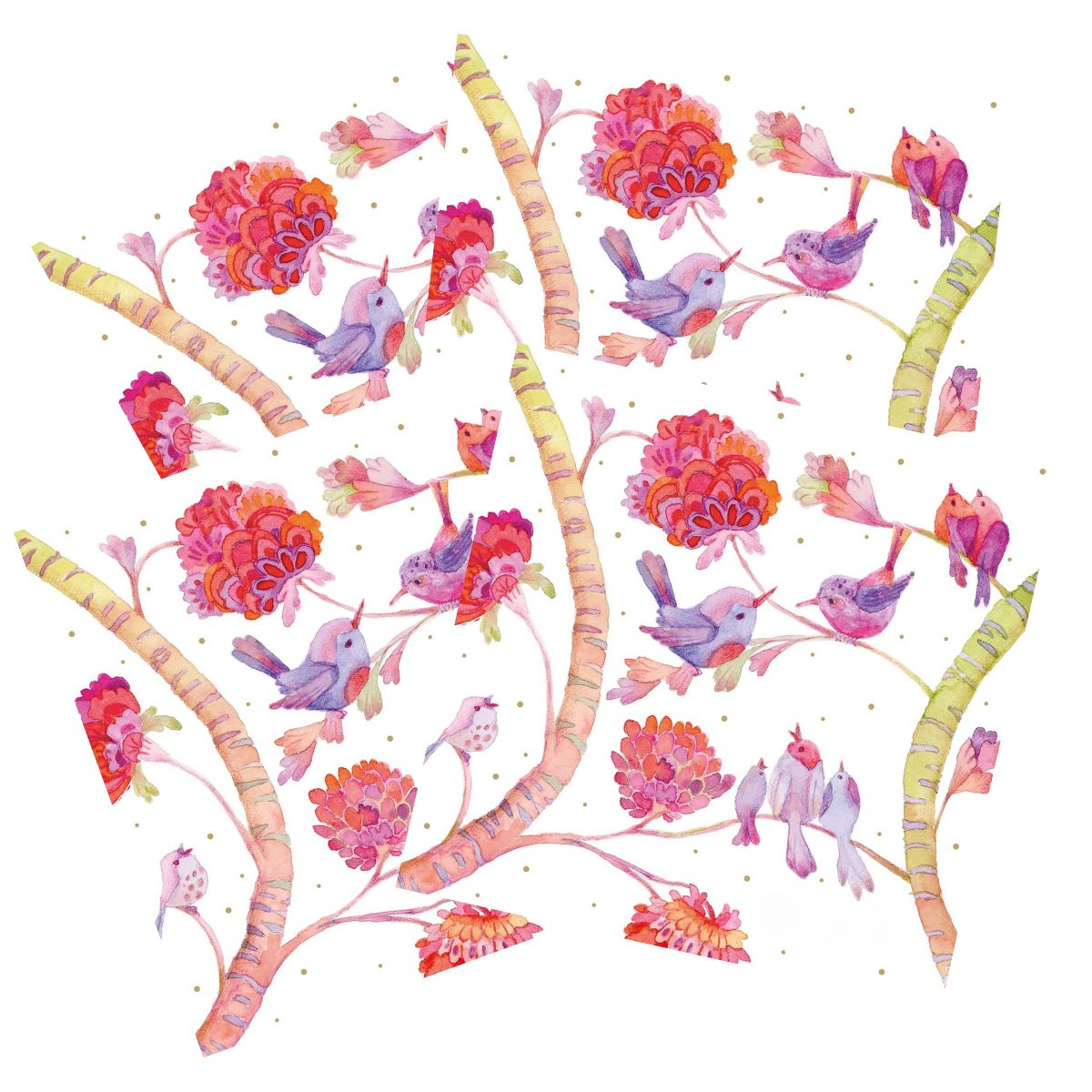 Guardanapo para Decoupage Ambiente 33x33cm com 20 Unidades - Pássaro Pastel