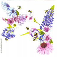 Guardanapo para Decoupage Ambiente 33x33cm com 2 Unidades - Beija-flor e Abelhas