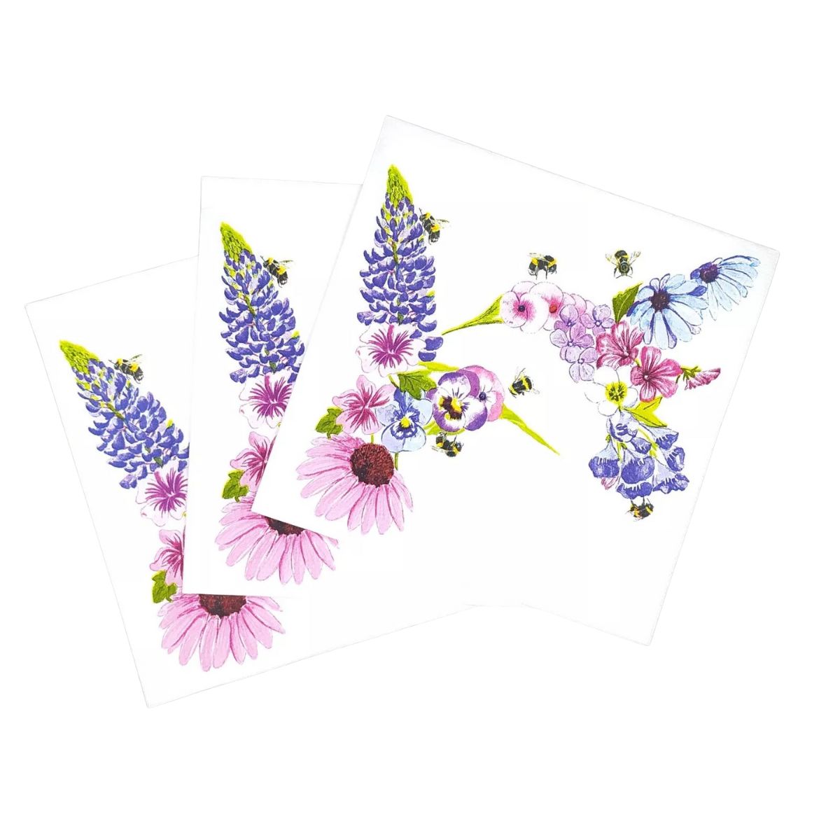 Guardanapo para Decoupage Ambiente 33x33cm com 2 Unidades - Beija-flor e Abelhas