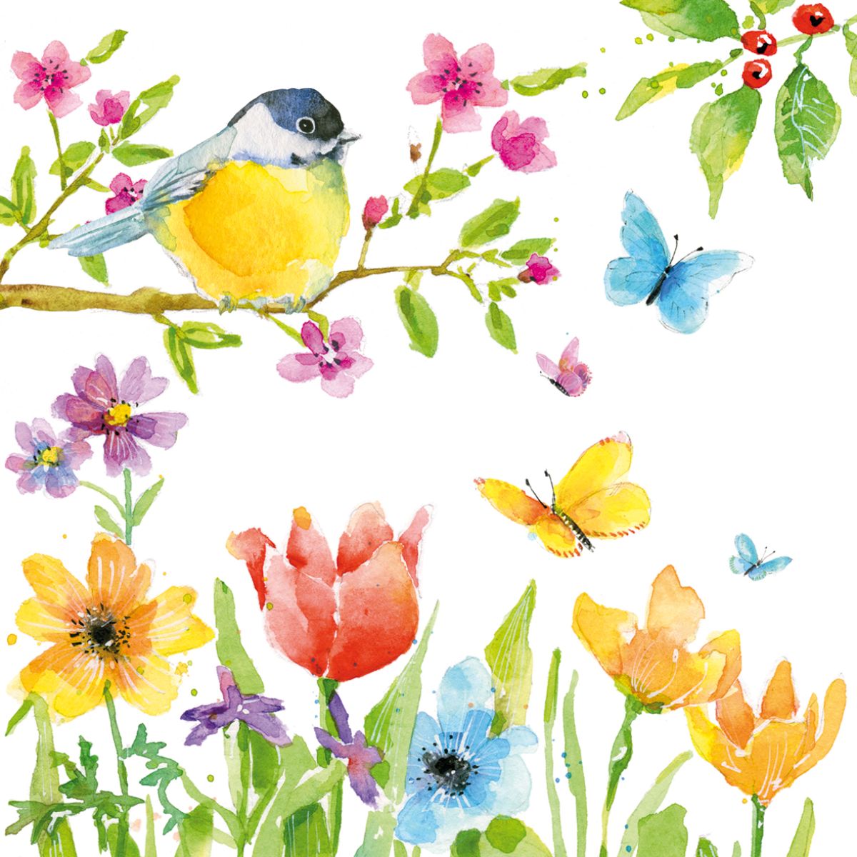 Guardanapo para Decoupage Ambiente 33x33cm com 2 Unidades - Pássaro Primavera
