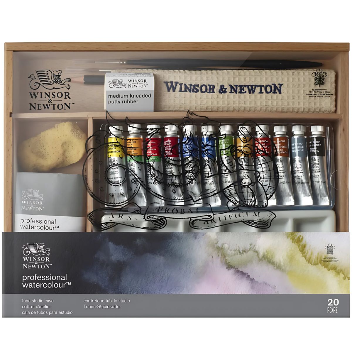 Estojo Madeira Tinta Aquarela 5ml Profissional Winsor & Newton Edição Limitada com 20 Peças