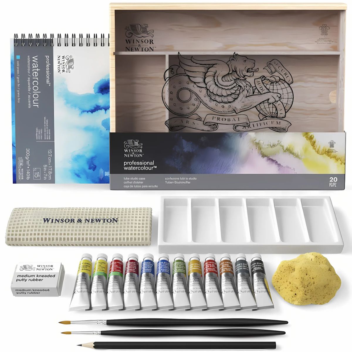 Estojo Madeira Tinta Aquarela 5ml Profissional Winsor & Newton Edição Limitada com 20 Peças