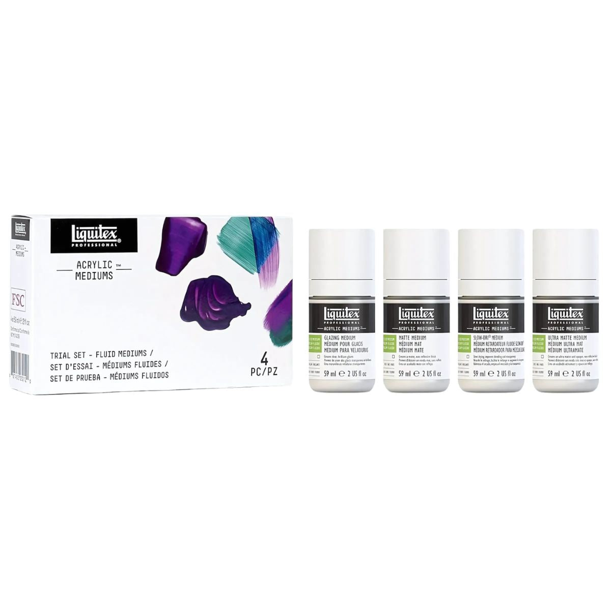Estojo de Médiums para Tinta Acrílica Profissional Liquitex 59ml com 4 Unidades