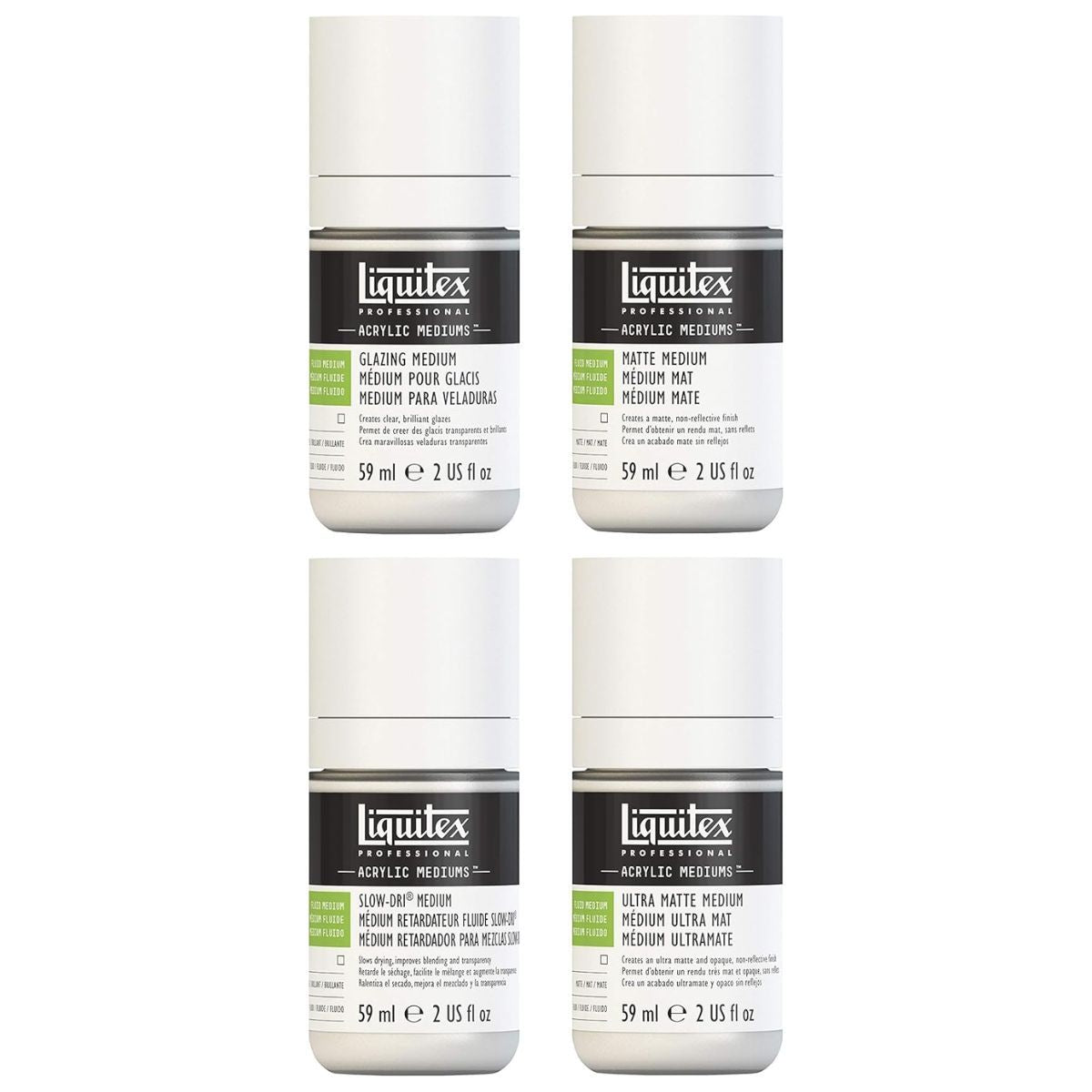 Estojo de Médiums para Tinta Acrílica Profissional Liquitex 59ml com 4 Unidades