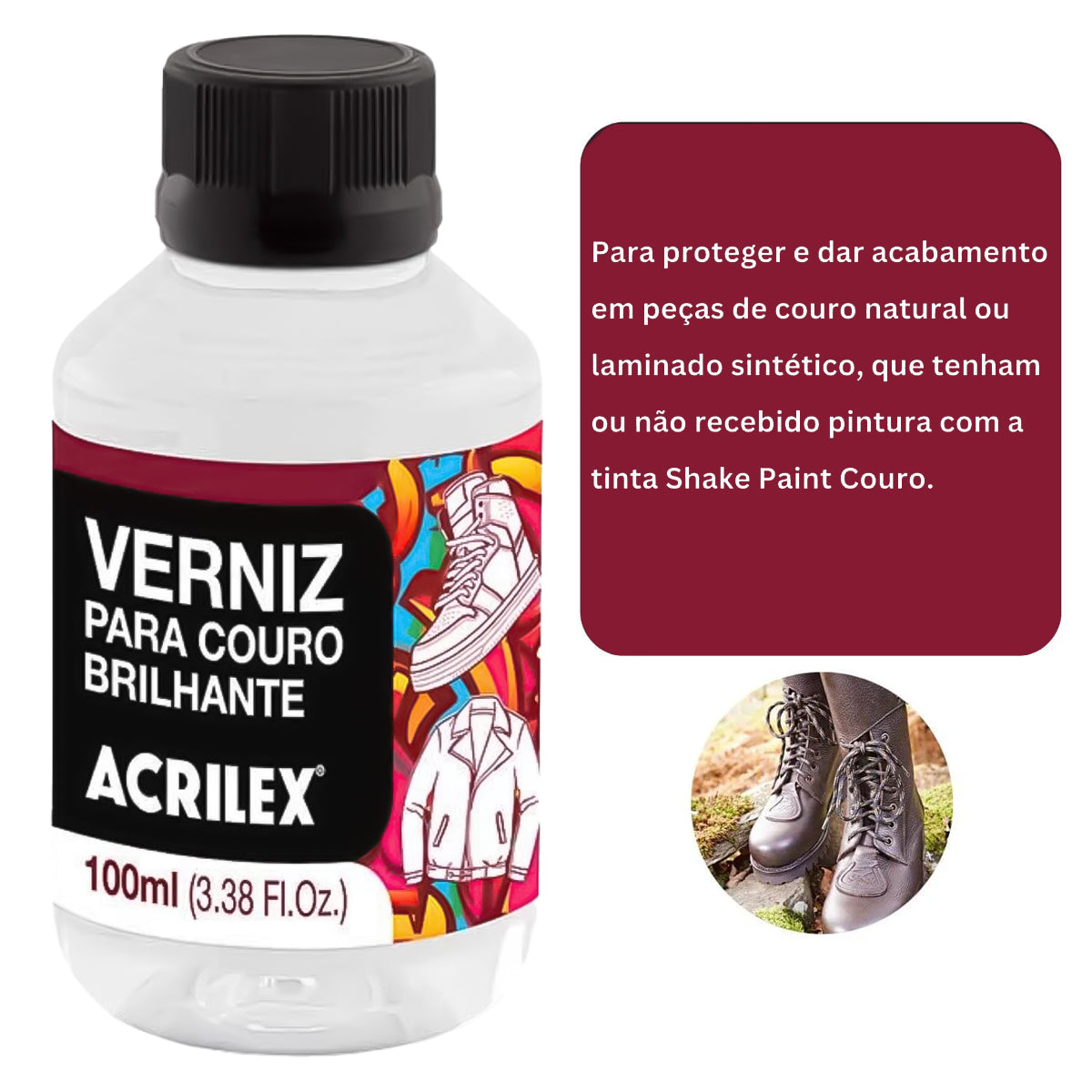 Verniz para Couro Acrilex 100ml Brilhante