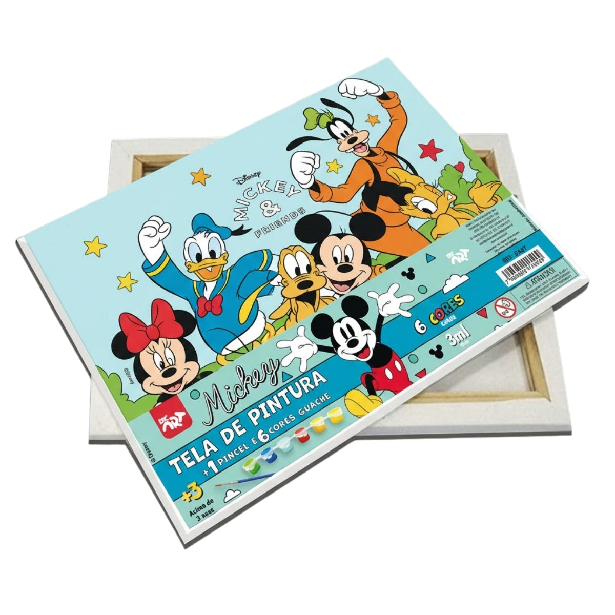 Tela para Pintura Guache com 1 Pincél e 6 Cores - Mickey Dac - 4747