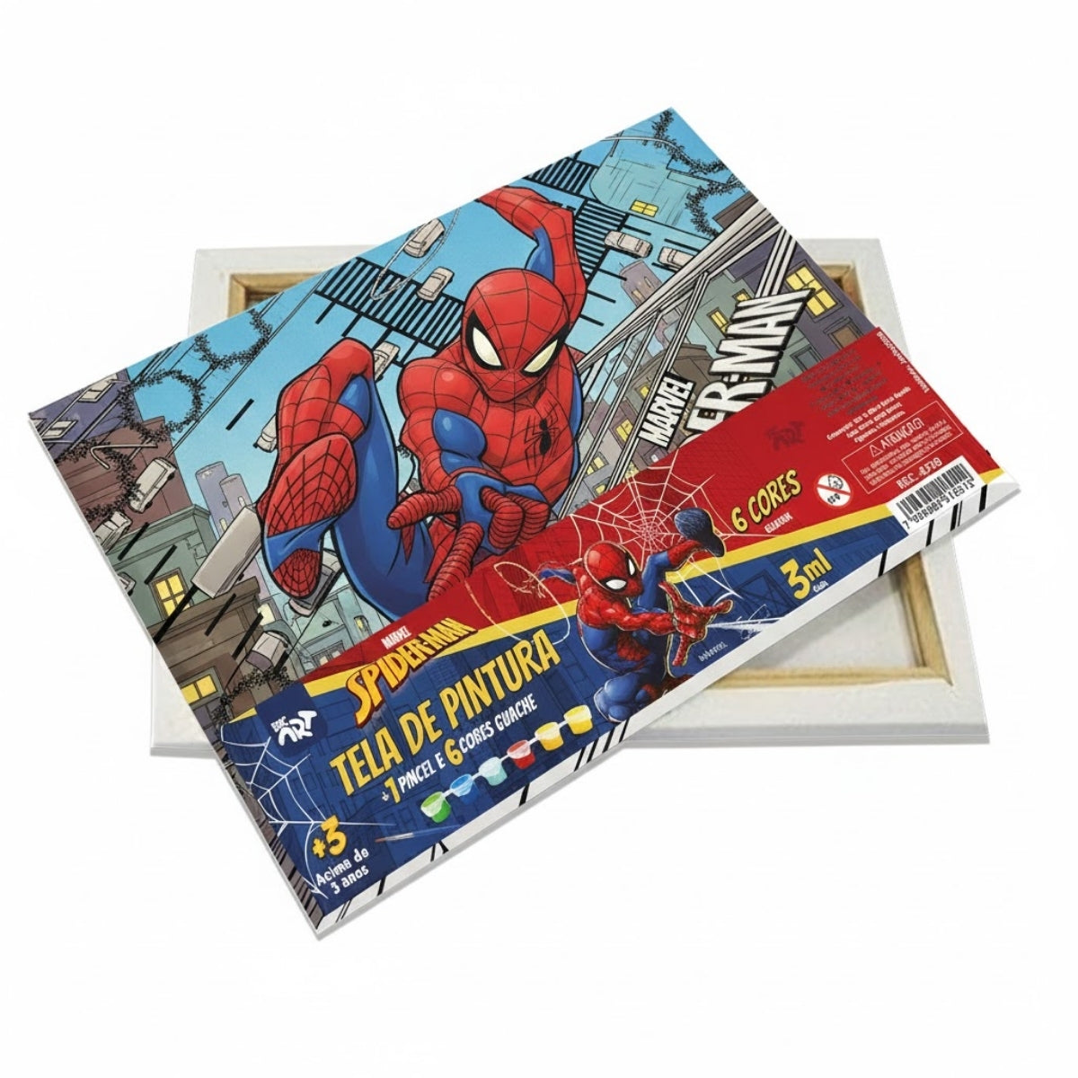 Tela para Pintura Guache com 1 Pincél e 6 Cores - Homem Aranha Dac - 4750