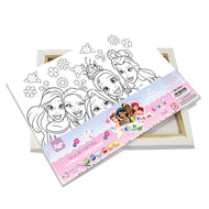 Tela para Pintura Guache com 1 Pincél e 6 Cores - Princesas Dac - 4749