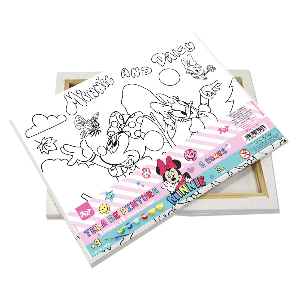 Tela para Pintura Guache com 1 Pincél e 6 Cores - Minnie Dac - 4748