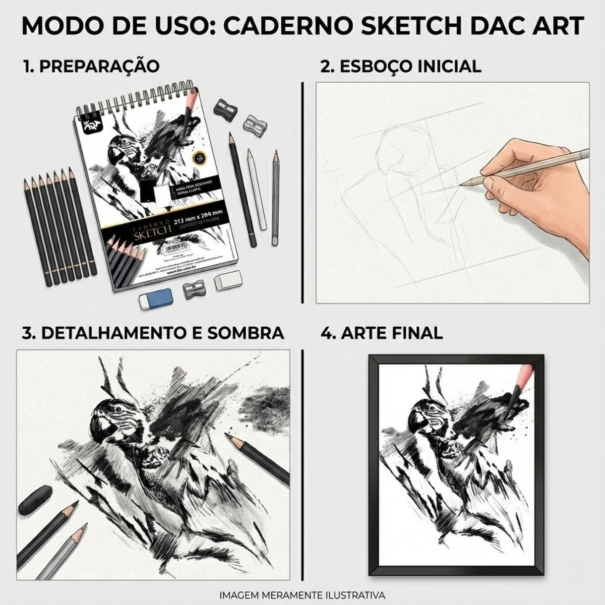 Caderno Sketch Dac Art com 50 Folhas sem Pauta 150g/m² 21,2x29,4cm Dac - 4889