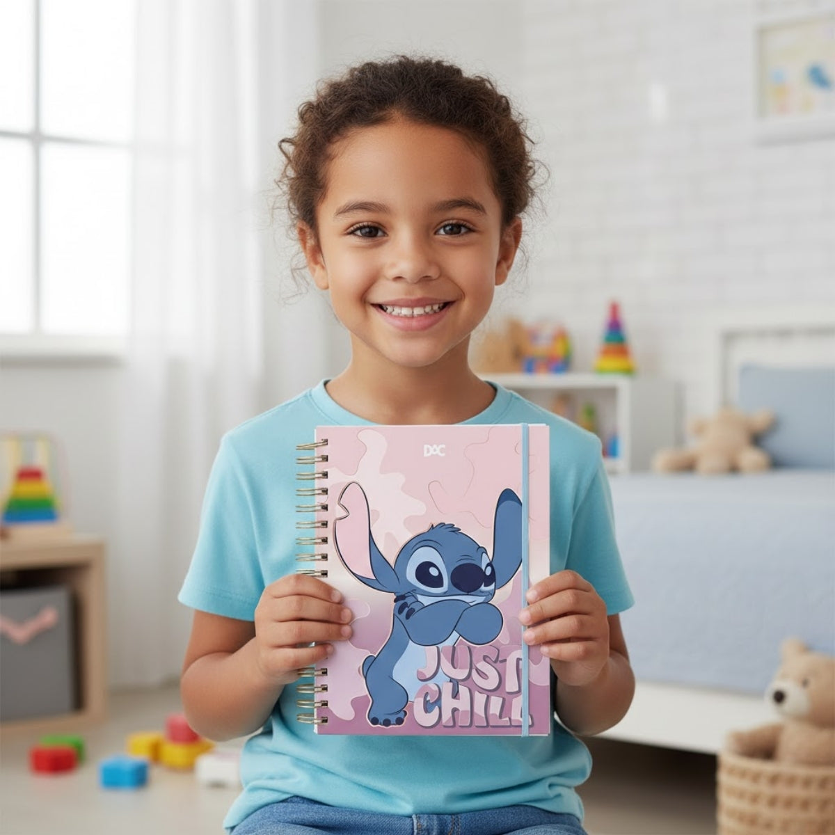 Caderno Smart Colegial com 80 Folhas 90g/m² Fechamento em Elástico - Stitch 17,7x24cm Dac - 4668