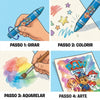 Giz de Cera Retrátil Aquarela Metálica com 6 Cores - Patrulha Canina Fem Dac - 4730