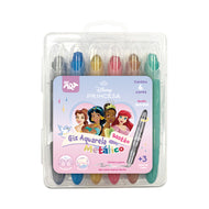 Giz de Cera Retrátil Aquarela Metálica com 6 Cores - Princesas Dac - 4729