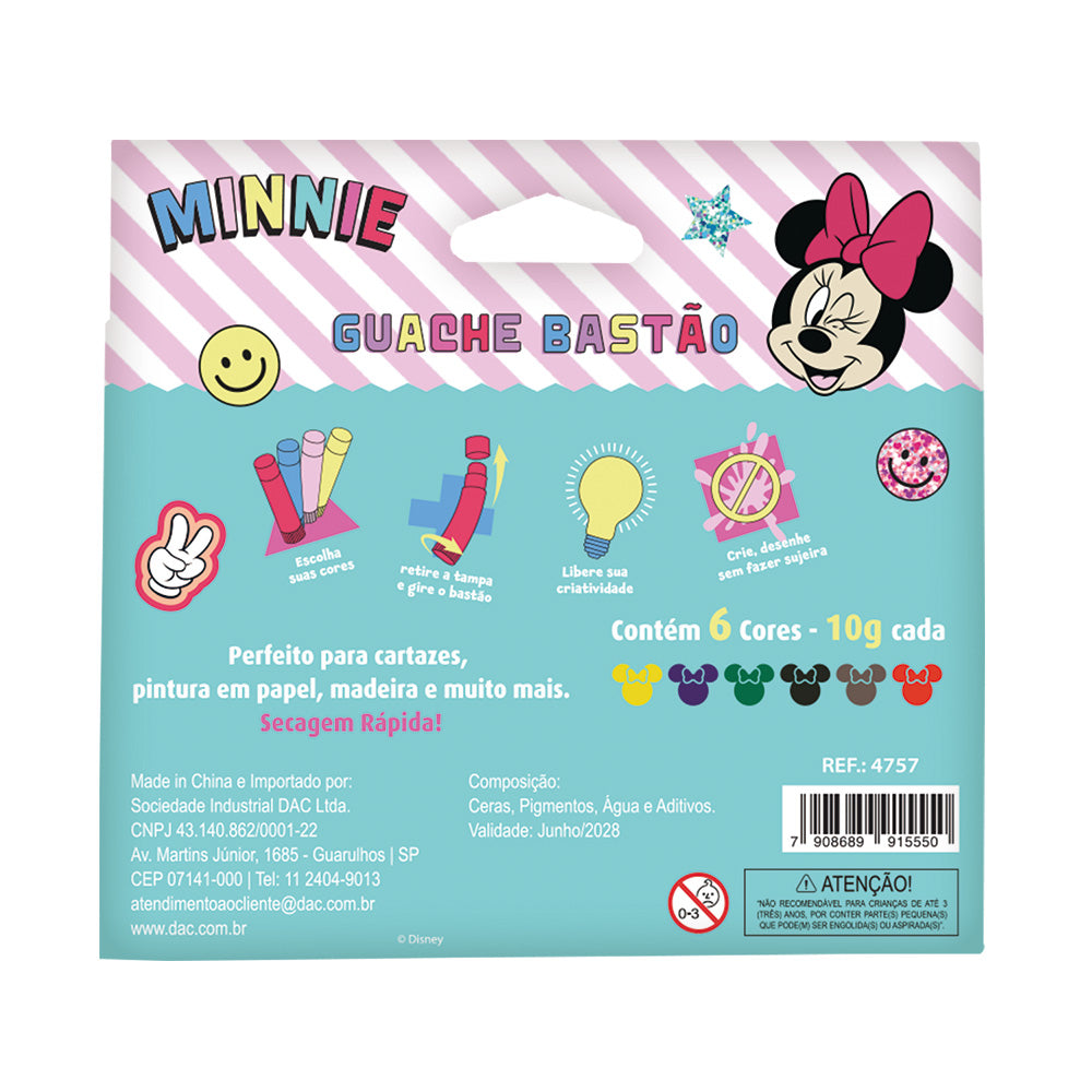 Guache Bastão com 6 Cores - Minnie Dac - 4757