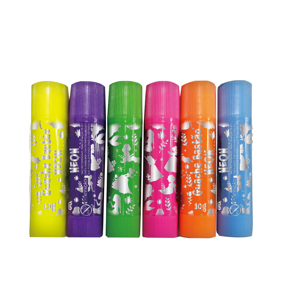 Guache Bastão Neon com 6 Cores - Princesas Dac - 4762