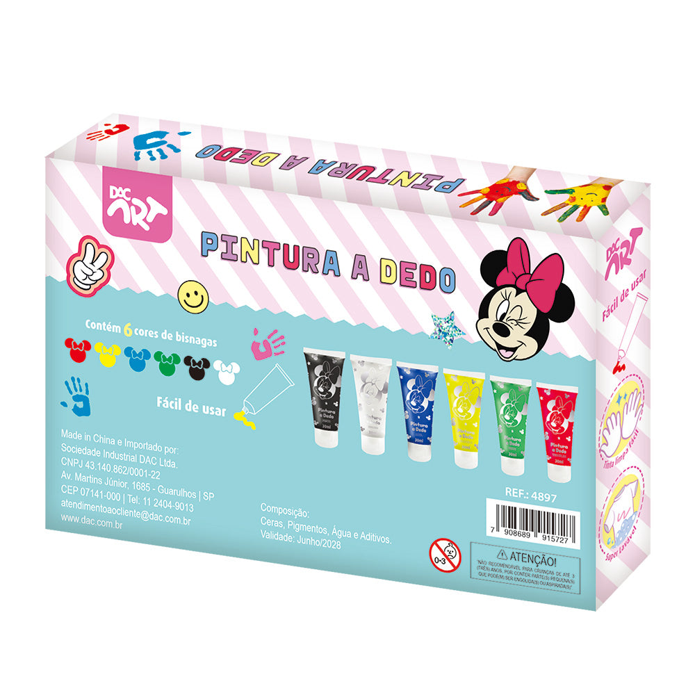 Pintura a Dedo Bisnagas com 6 Cores - Minnie Dac - 4897