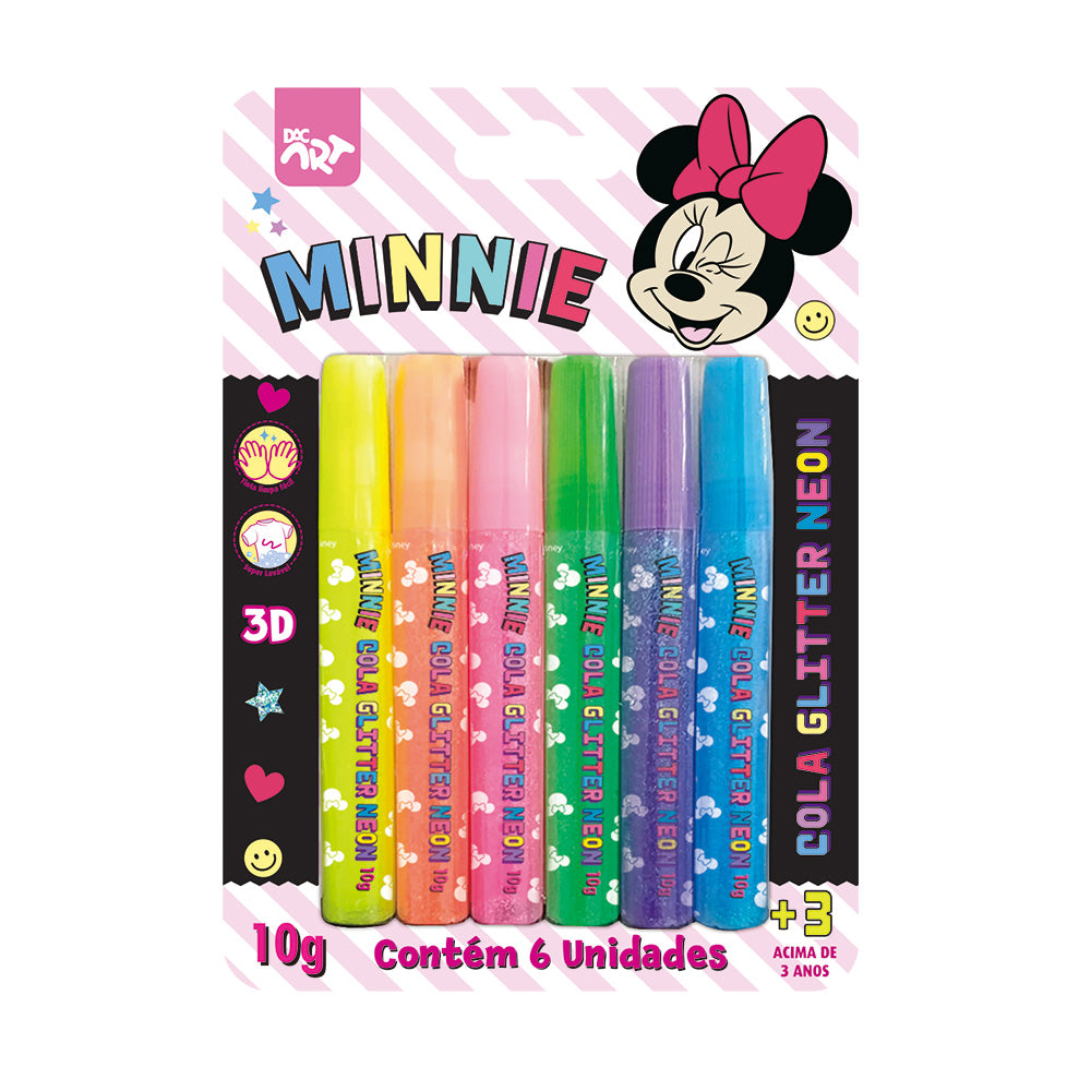 Cola Glitter Neon com 6 Cores - Minnie Dac - 4700