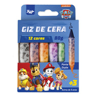 Giz de Cera Ponta Dupla com 12 Cores - Patrulha Canina Fem Dac - 4746