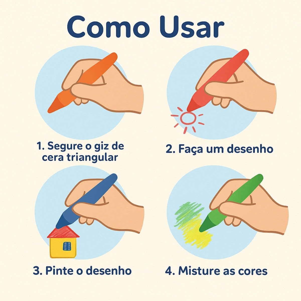 Giz de Cera Triangular com 12 Cores - Princesas Dac - 4741