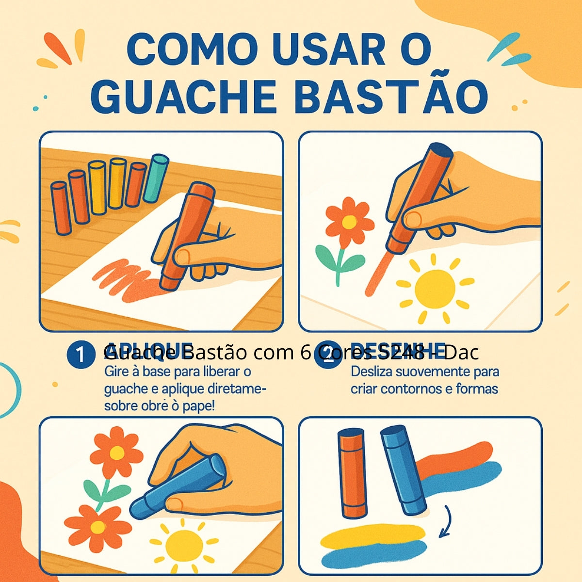 Guache Bastão Metálica com 6 Cores - Homem Aranha Dac - 4767