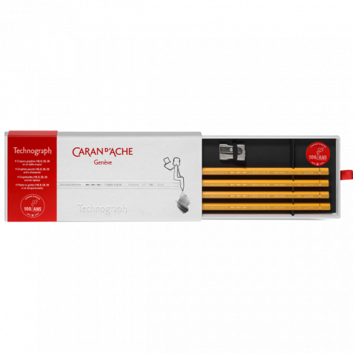 Estojo Lápis Grafite Technograph + Apontador Caran D'ache Edição 100 Anos