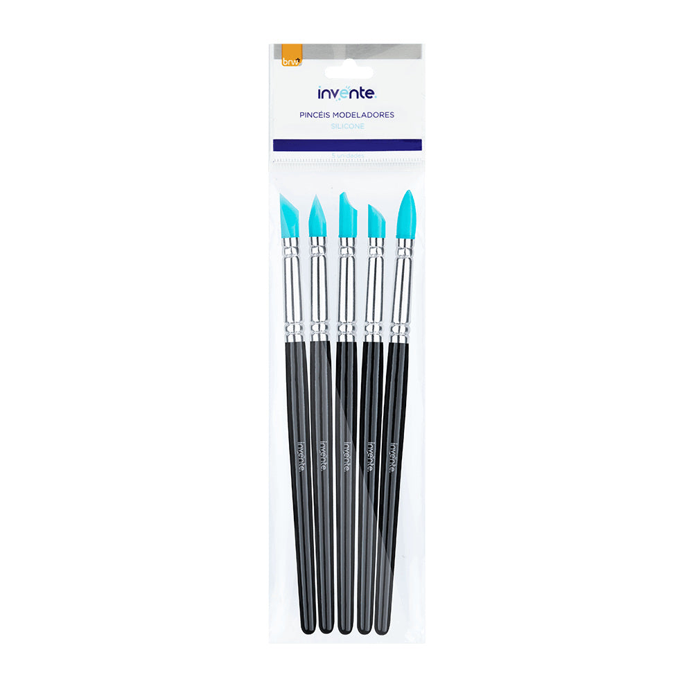 Kit Pincel Modelador Silicone para Escultura com 5 Unidades para Modelagem e Escultura - Brw