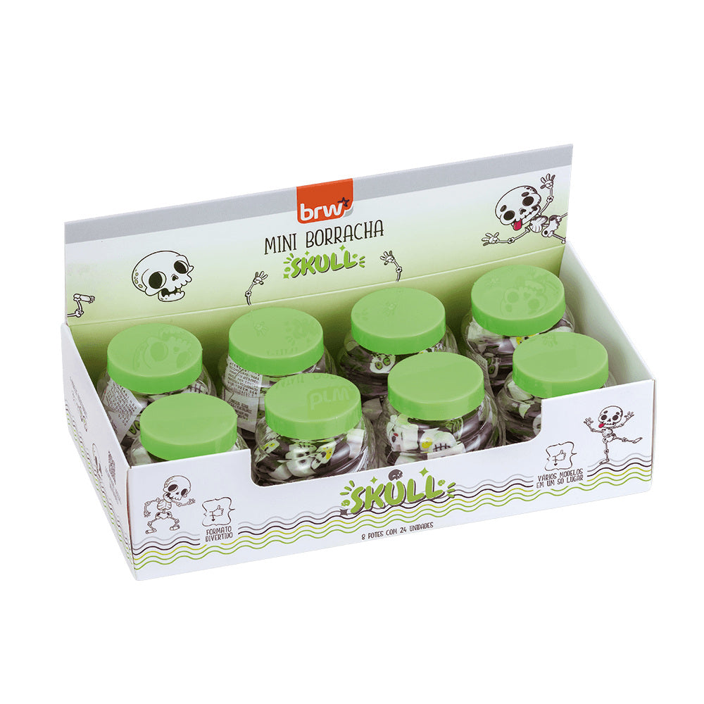 Potinho Borracha Mini Skull com 24 Unidades para Lápis e Grafite - Brw