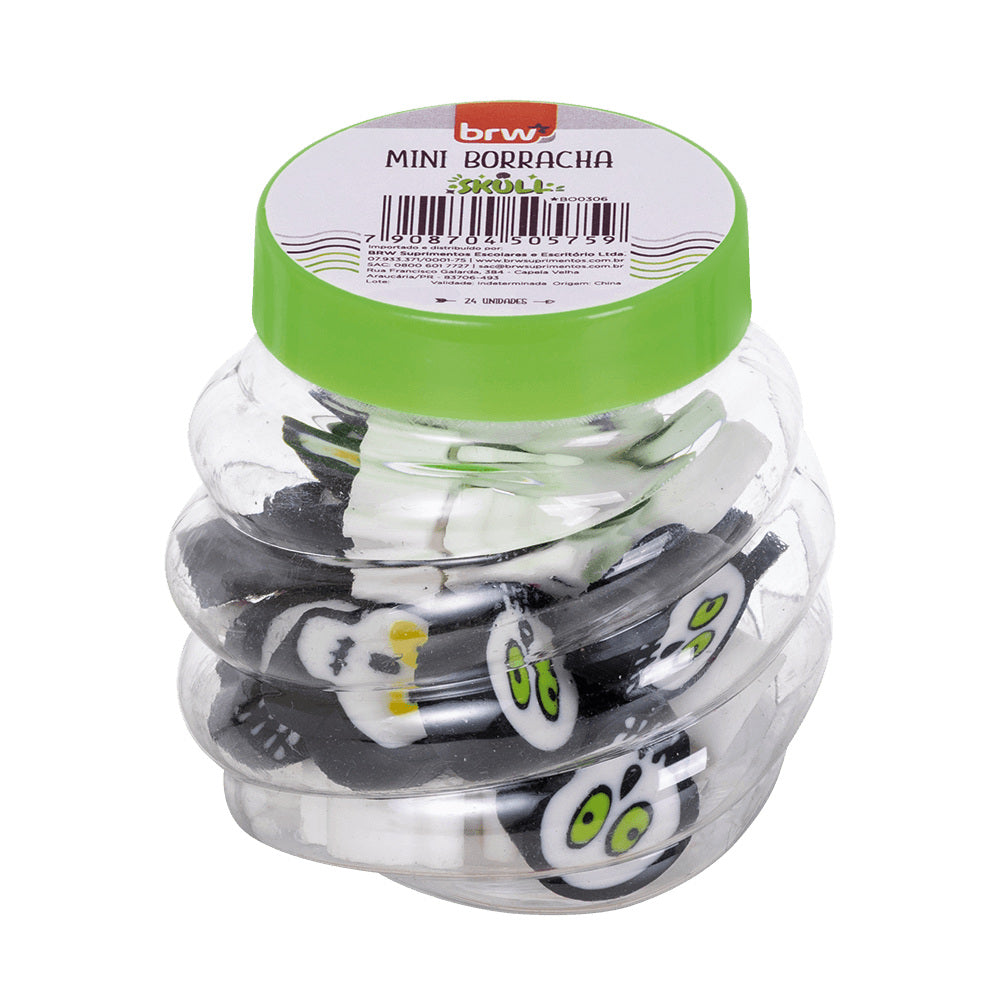 Potinho Borracha Mini Skull com 24 Unidades para Lápis e Grafite - Brw