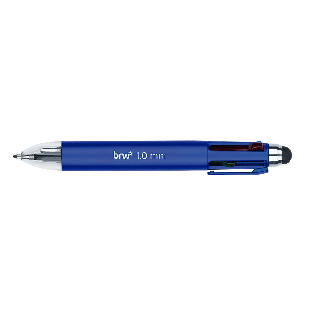 Caneta Mini Esferográfica 4 Cores Preto Azul Vermelho Verde 1,0mm 4 em 1 com Touch para Escrita - Brw