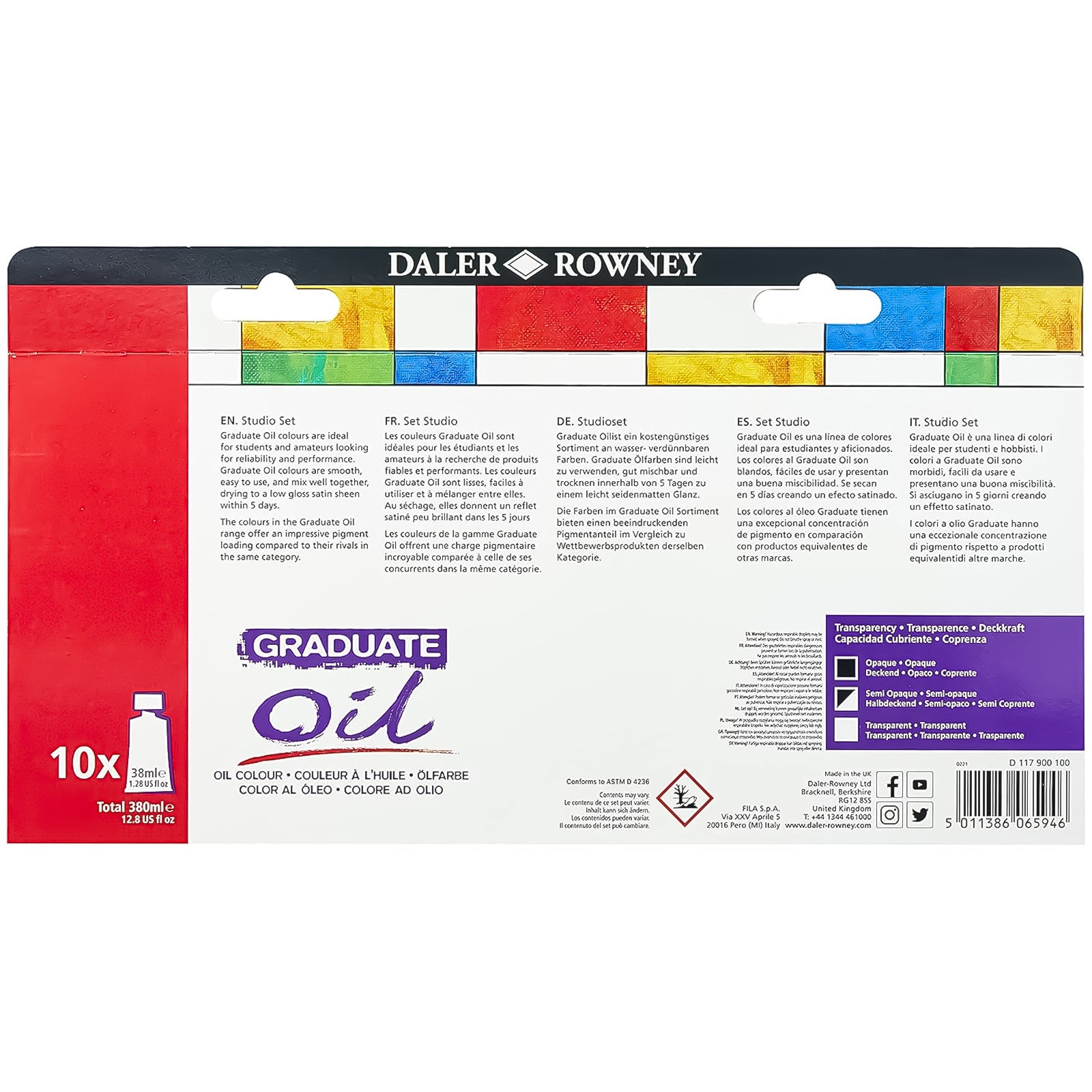 Estojo de Tinta a Óleo Daler & Rowney Graduate 38ml com 10 Cores 