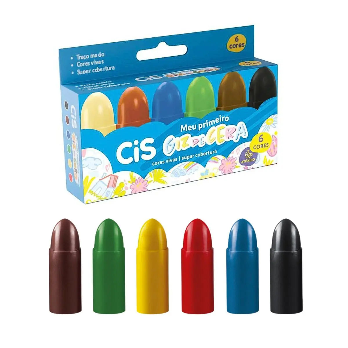 Estojo Meu Primeiro Giz de Cera com 6 Cores - Cis