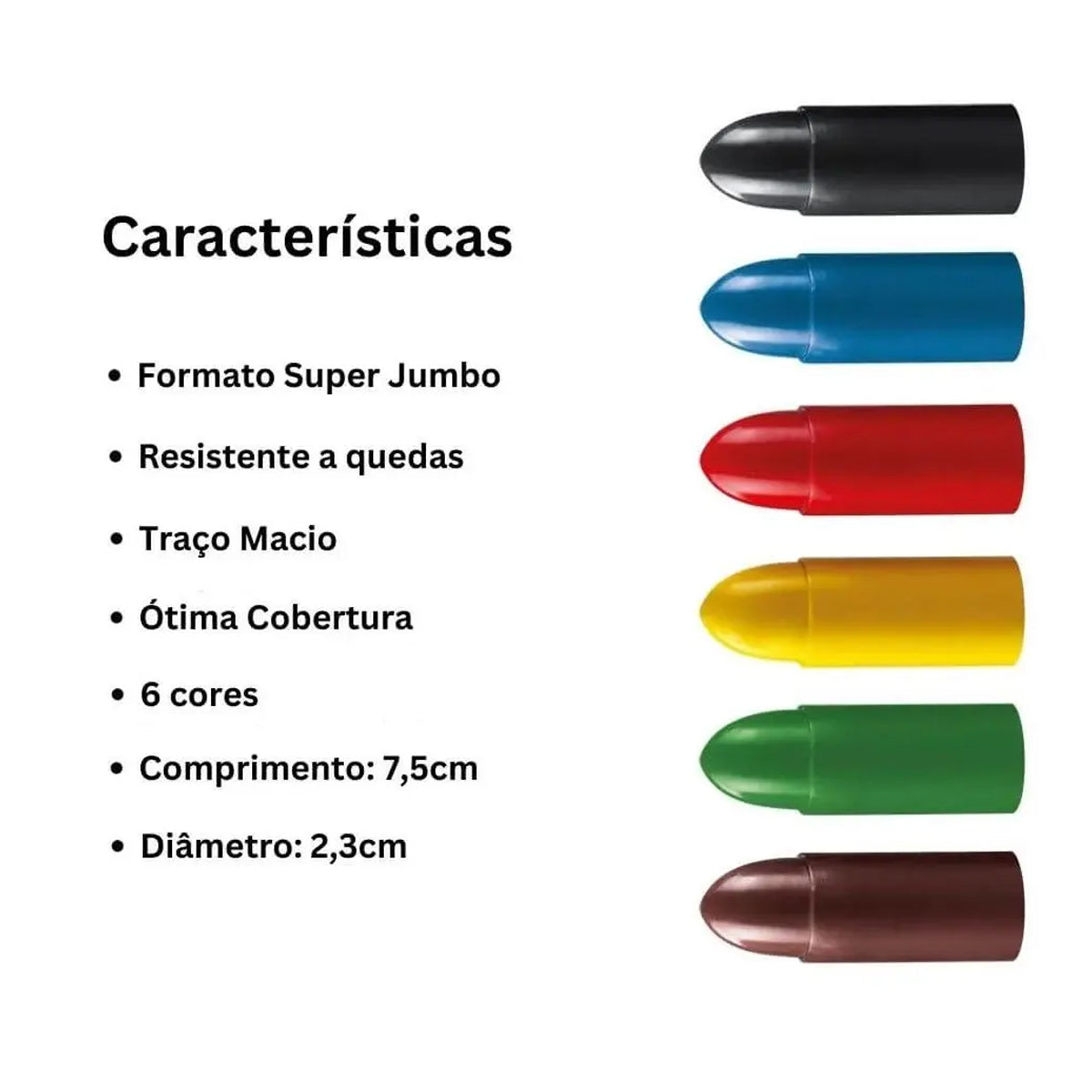 Estojo Meu Primeiro Giz de Cera com 6 Cores - Cis