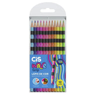 Estojo de Lapis de Cor Wave Grip com 12 Cores - Cis