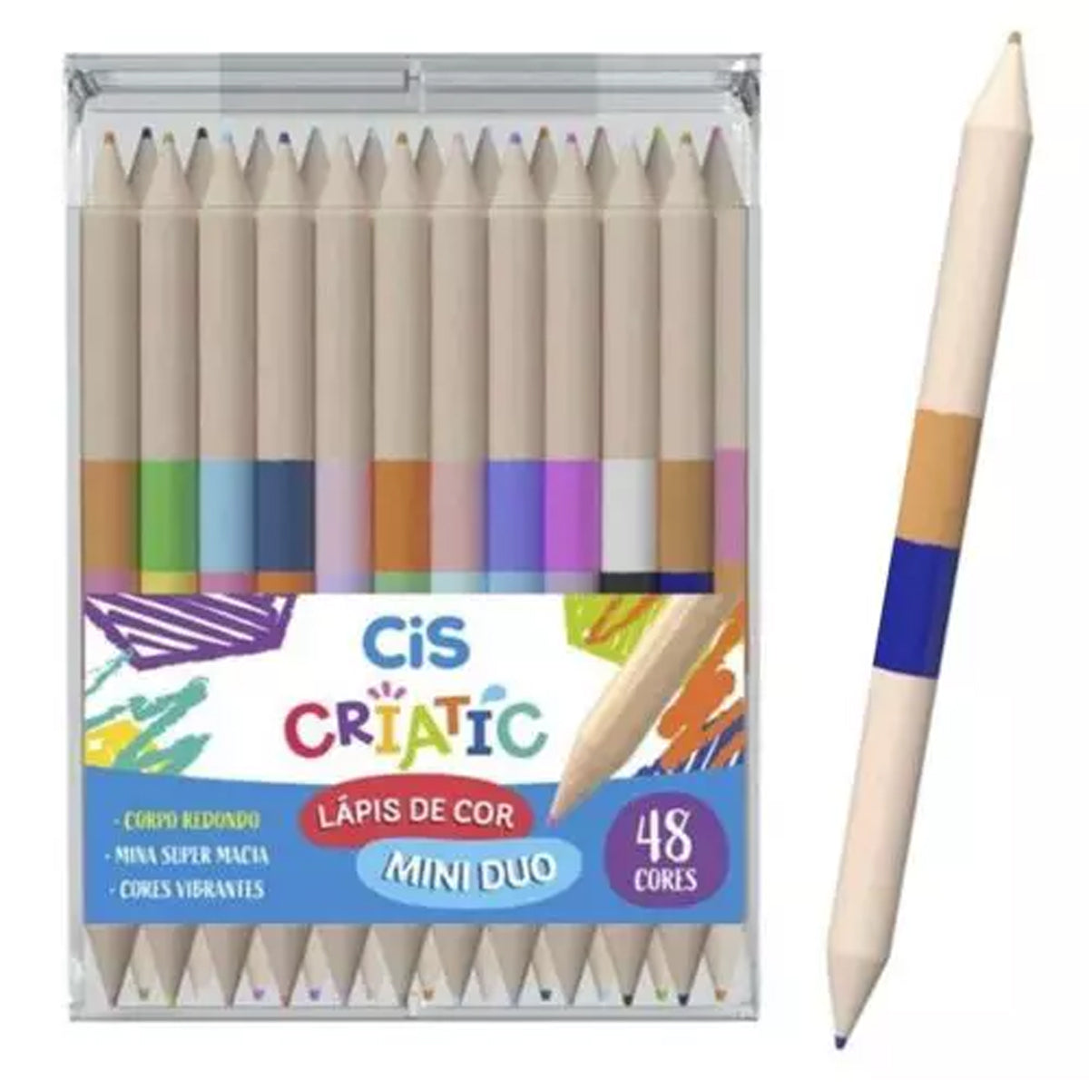 Estojo de Lapis de Cor Criatic Mini Duo com 48 Cores - Cis