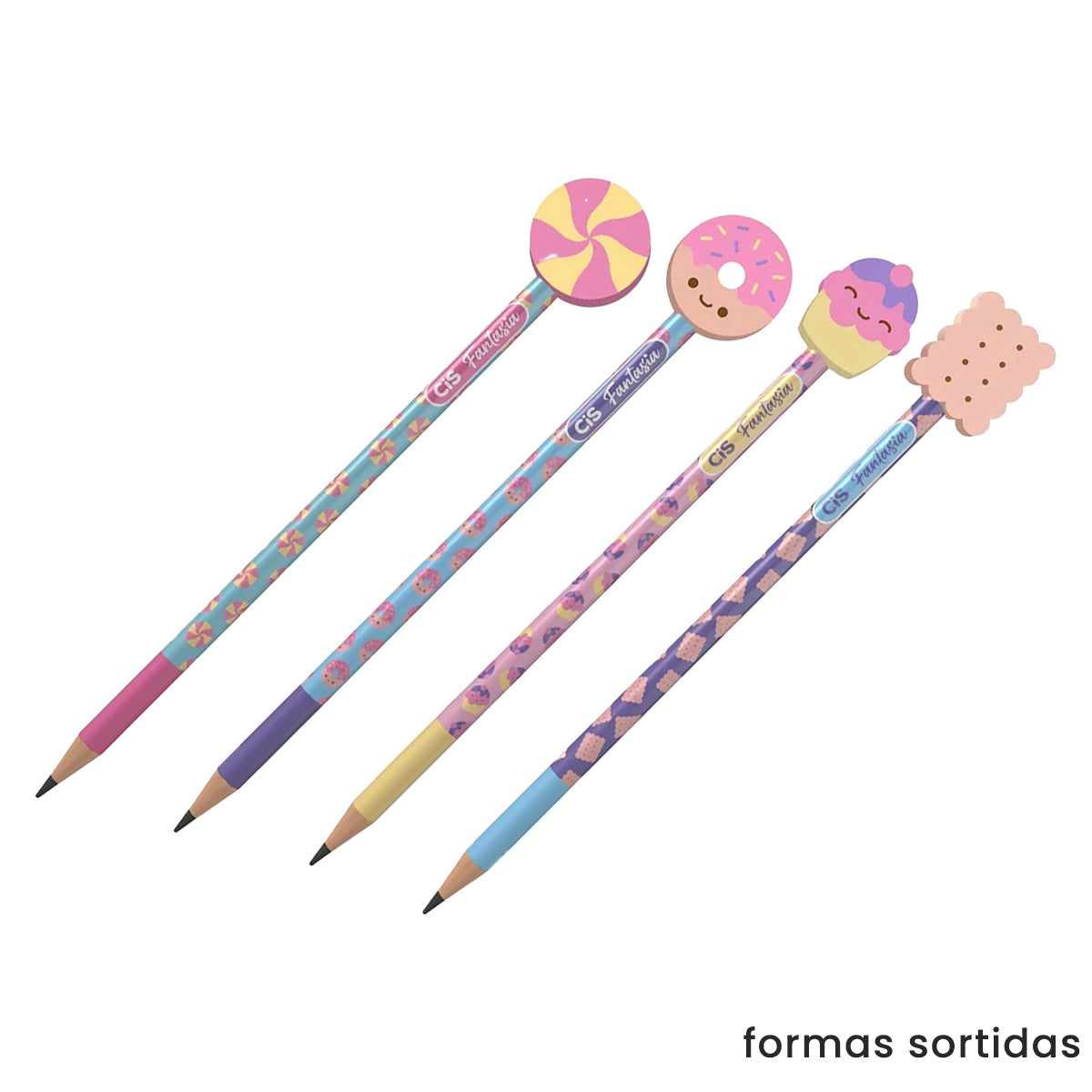 Lapis de Grafite Fantasia Candy Hb com Borracha - Sortidas - Cis