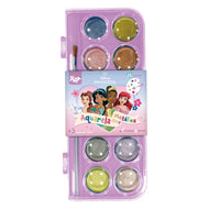 Paleta de Tinta Aquarela Metálica com 12 Cores - Princesas Dac - 4721