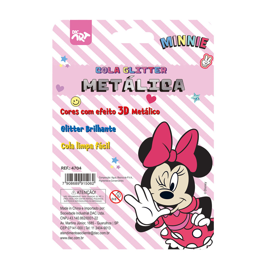 Cola Glitter Metálica com 6 Cores - Minnie Dac - 4704