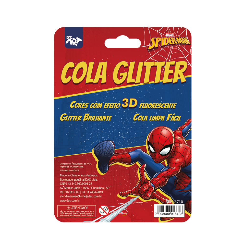 Cola Glitter Brilho com 6 Cores - Homem Aranha Dac - 4710