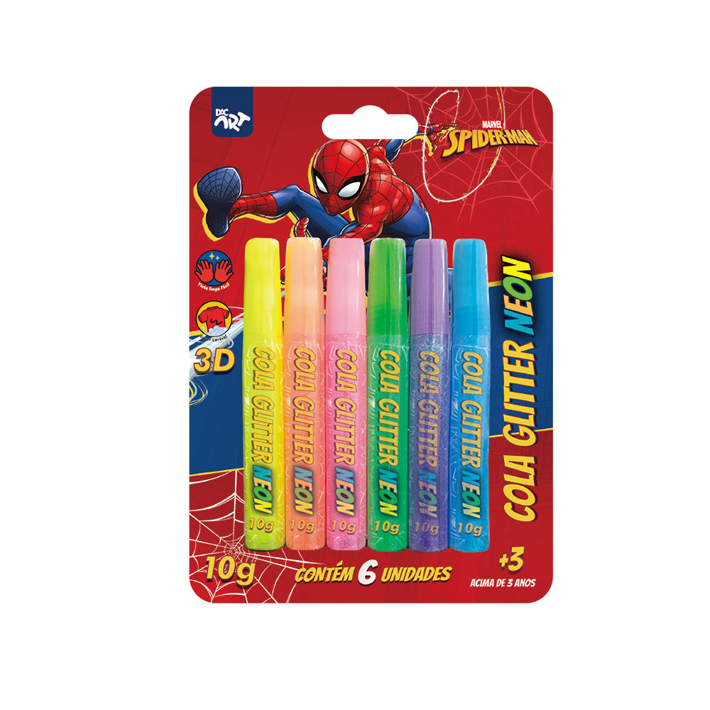 Cola Glitter Neon com 6 Cores - Homem Aranha Dac - 4702
