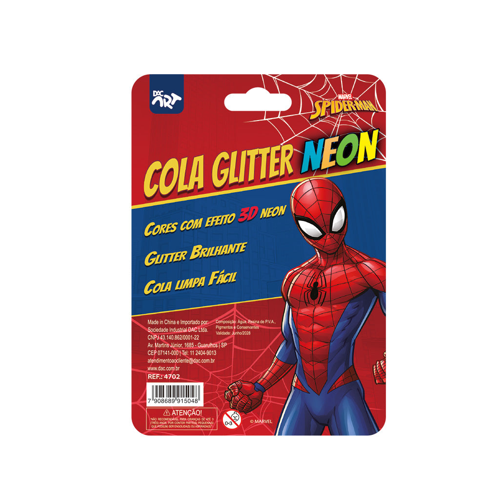 Cola Glitter Neon com 6 Cores - Homem Aranha Dac - 4702