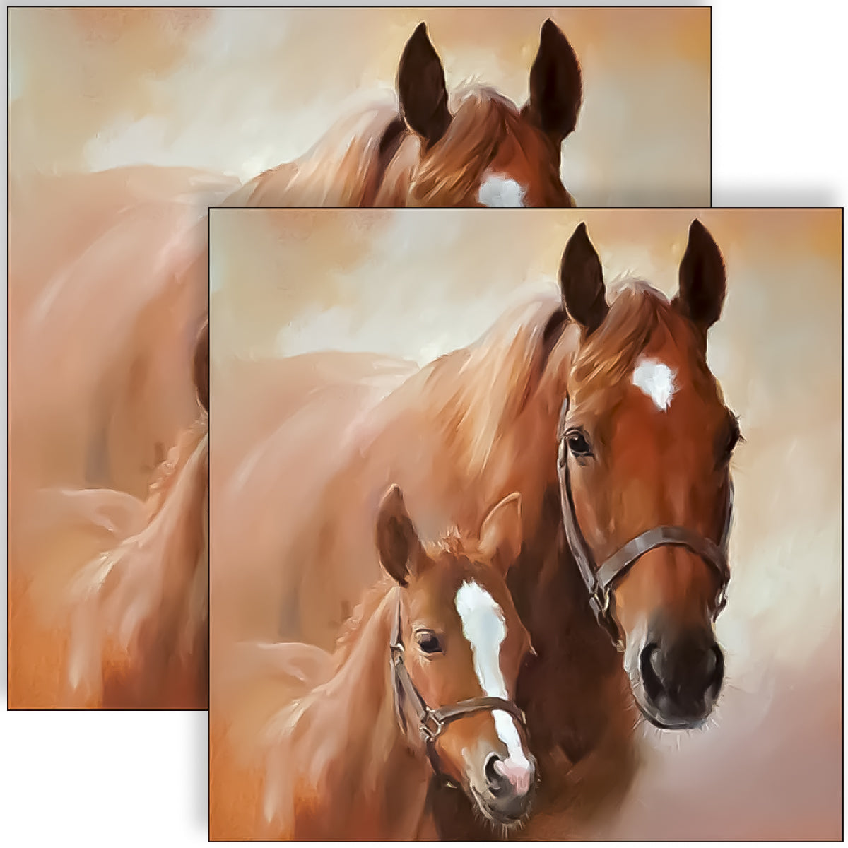 Guardanapo para Decoupage Ambiente 33x33cm com 2 Unidades - Familía Cavalos