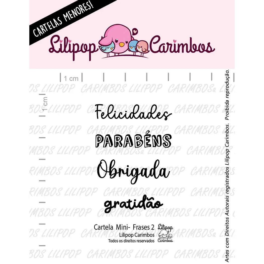 Cartela de Carimbos Frases 2 em Fotopolímero para Artesanato e Scrapbook - Lilipop