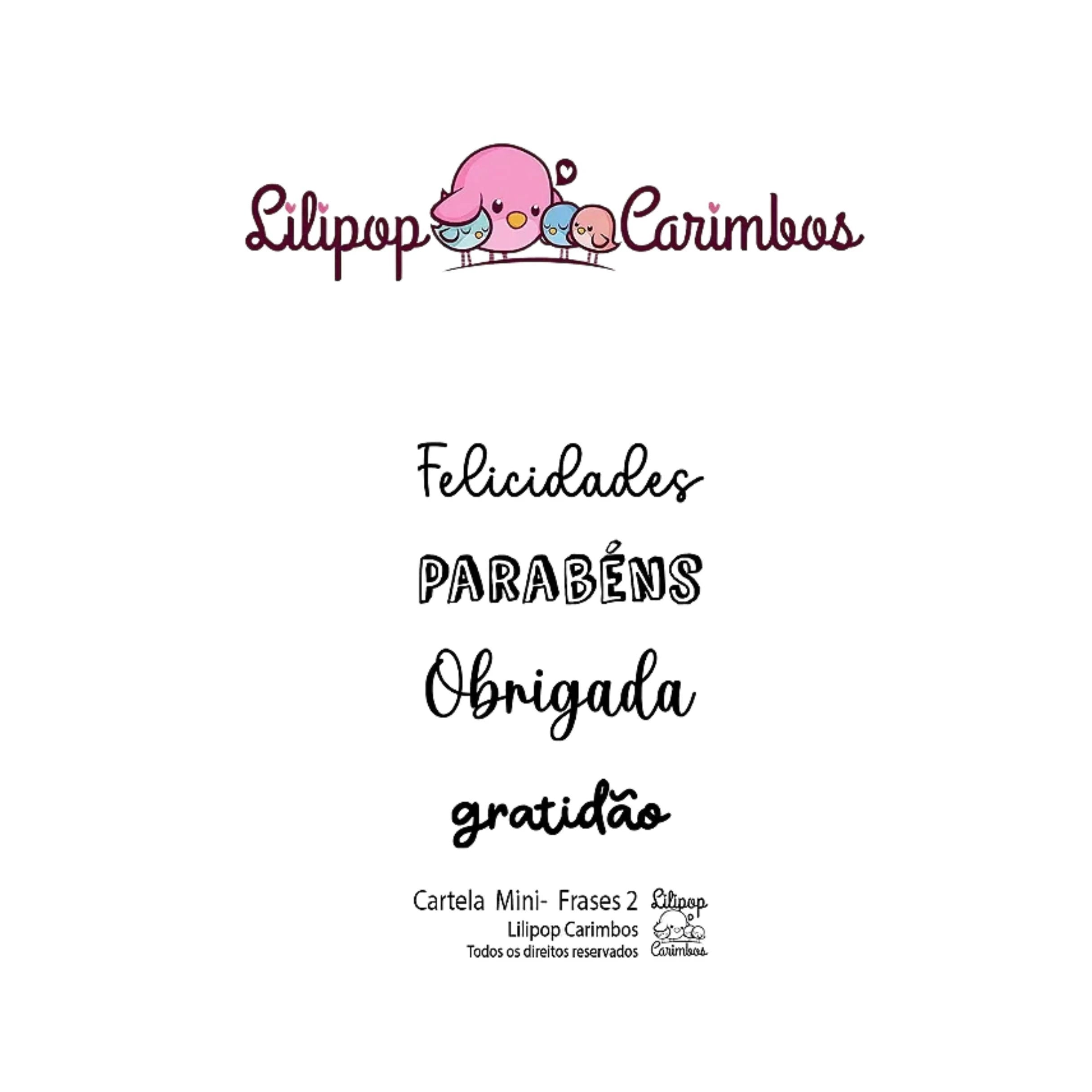Cartela de Carimbos Frases 2 em Fotopolímero para Artesanato e Scrapbook - Lilipop