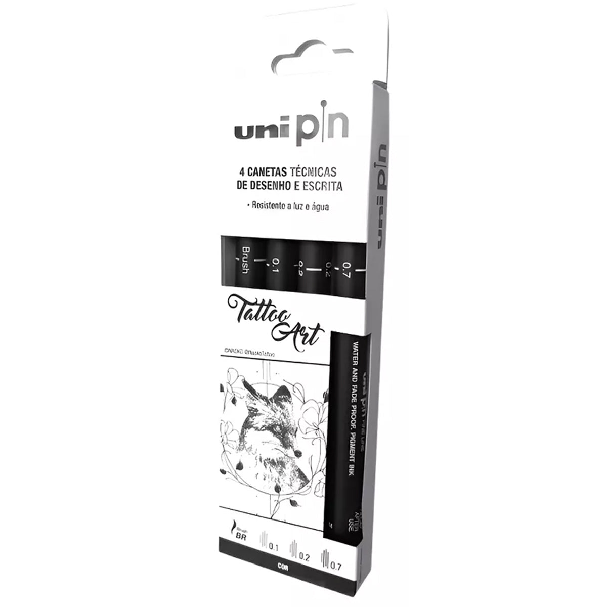 Estojo de Caneta Técnica Pin Fine Line Tattoo Arte Preto com 4 Unidades