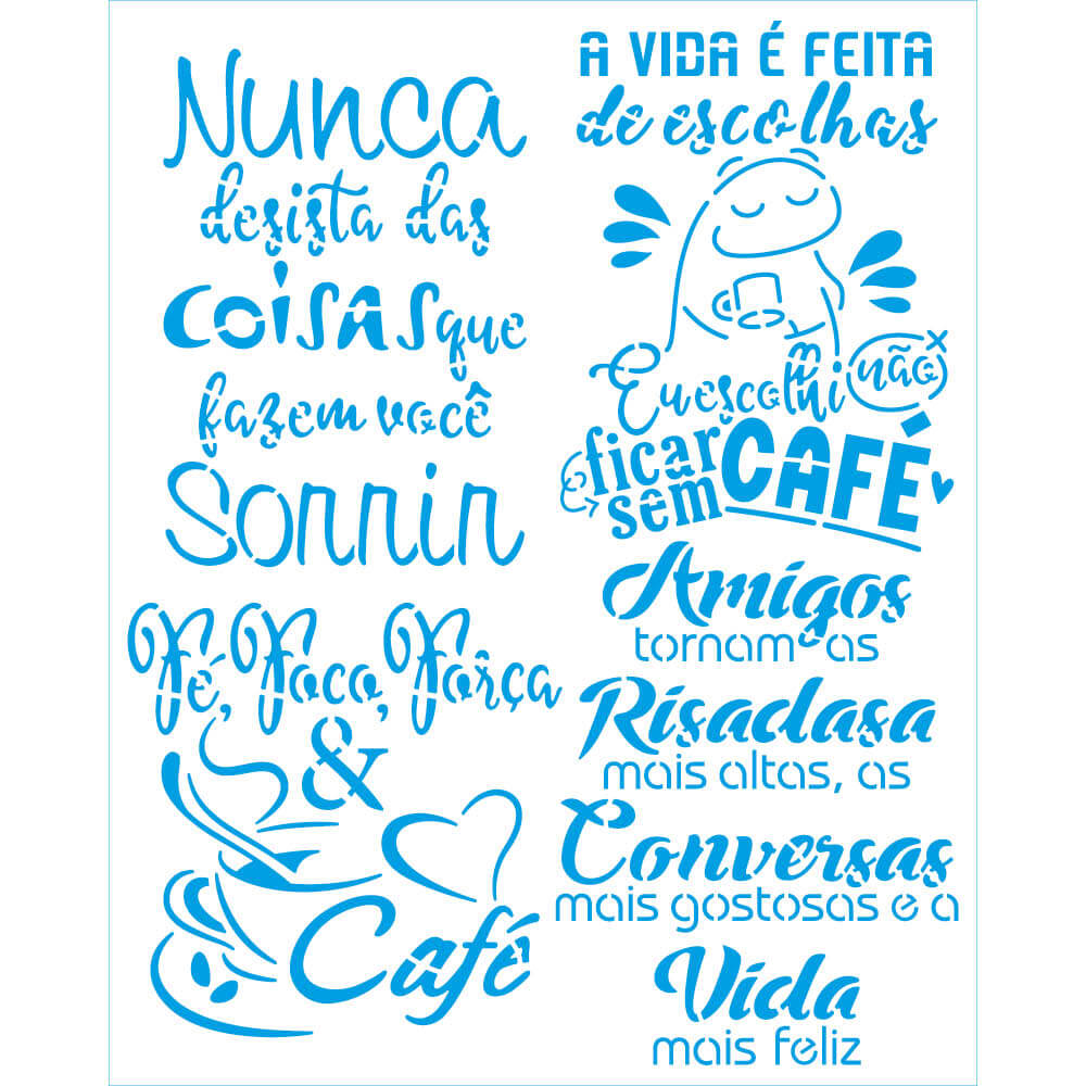 Stencil Frases de Café 20x25cm para Pintura Decorativa e Artesanato Str-297 - Litoarte