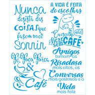Stencil Frases de Café 20x25cm para Pintura Decorativa e Artesanato Str-297 - Litoarte