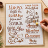 Stencil Frases de Café 20x25cm para Pintura Decorativa e Artesanato Str-297 - Litoarte