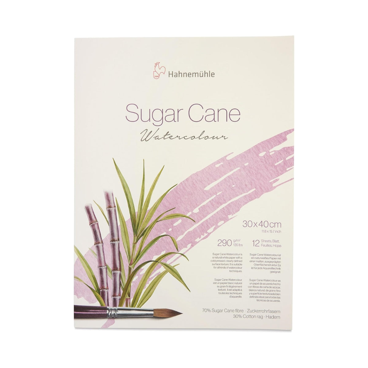 Bloco de Papel para Aquarela Hahnemühle Sugar Cane 290g/m² Textura Fina Com 12 Folhas