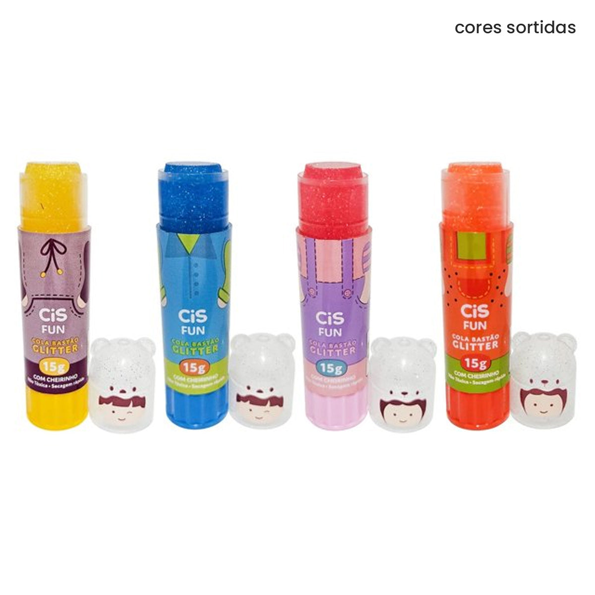 Cola Bastao Fun com Glitter 15gr Secagem Rapida - Cores Sortidas - Cis